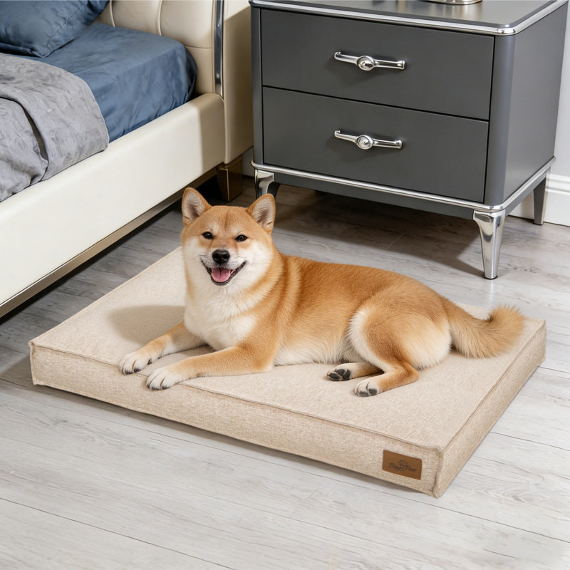 Pet Bed Firm Support Crate Mattress, Beige, Medium (10cm H x 88cm W x 59cm D)