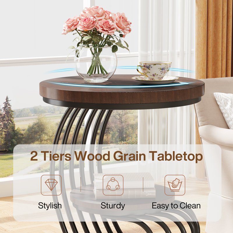 Ondray End Table, Dark Brown, Black