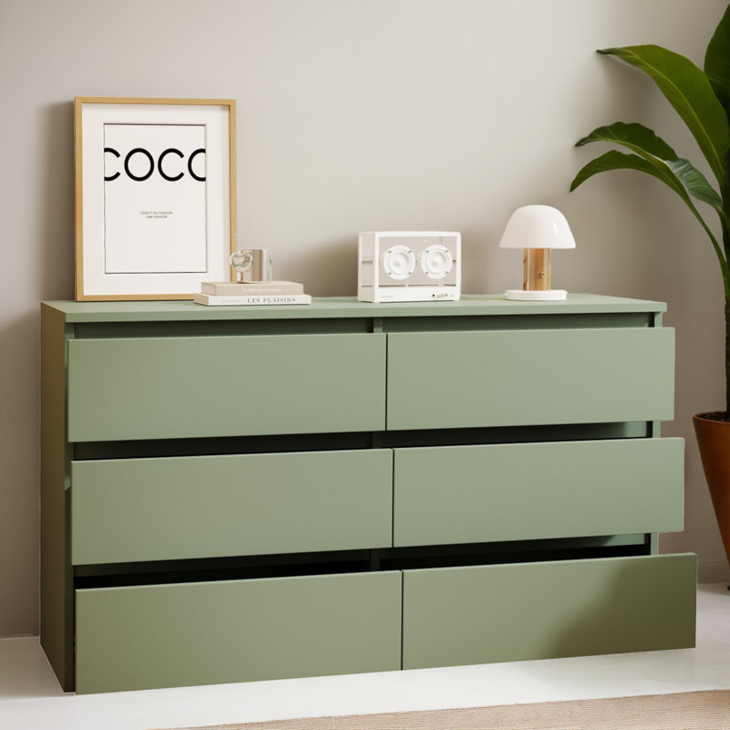 Bisset 47.25'' W 6 - Drawer Dresser, Green