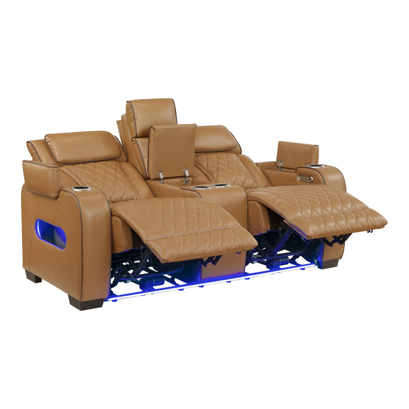 Causeuse inclinable électrique avec console centrale Fairway, Brun