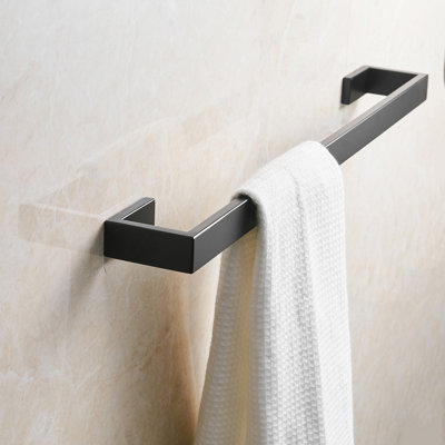 Bathroom Towel Bar, 24 Inch Towel Racks For Bathroom Wall Mounted, Heavy Duty Hand Towel Holder Organizer, Modern Home Towel Rod, Matte Black Single Bar