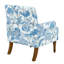 Fauteuil d'appoint à motif floral bleu et blanc, garniture cloutée, pieds en bois massif, design polyvalent pour différents espaces, dossier ergonomique avec coin lecture, assise confortable