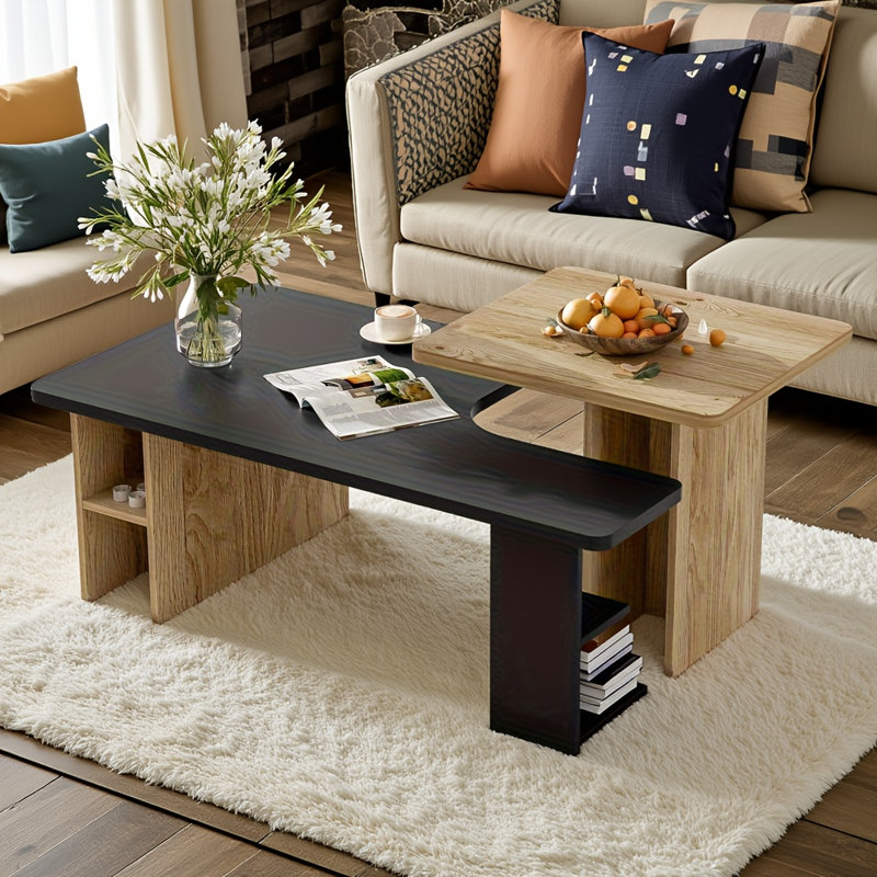 Ensemble de 2 tables basses gigognes Farmhouse, Noir