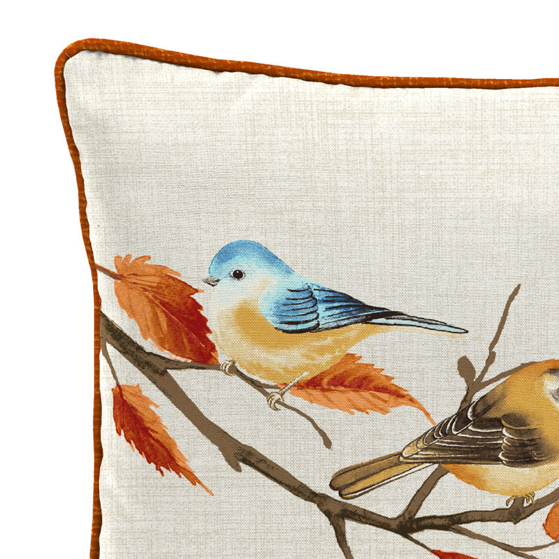 16" x 16" Outdoor Throw Pillow with Welt, Fall Branch Reversible