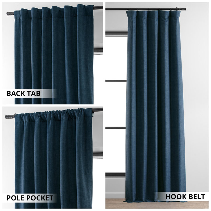 Faux Linen Thermal Blackout Curtains for Bedroom & Living Room Curtains - Single Panel Drapes (1 Panel), 50" W x 84" L