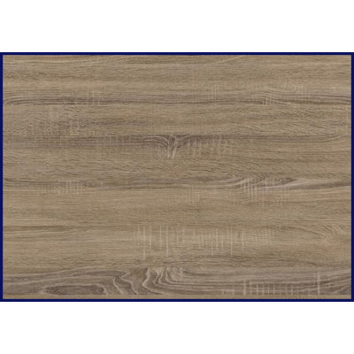 Table basse en forme de C avec tiroir de rangement, plateau en stratifié brun, structure en métal noir pour le salon