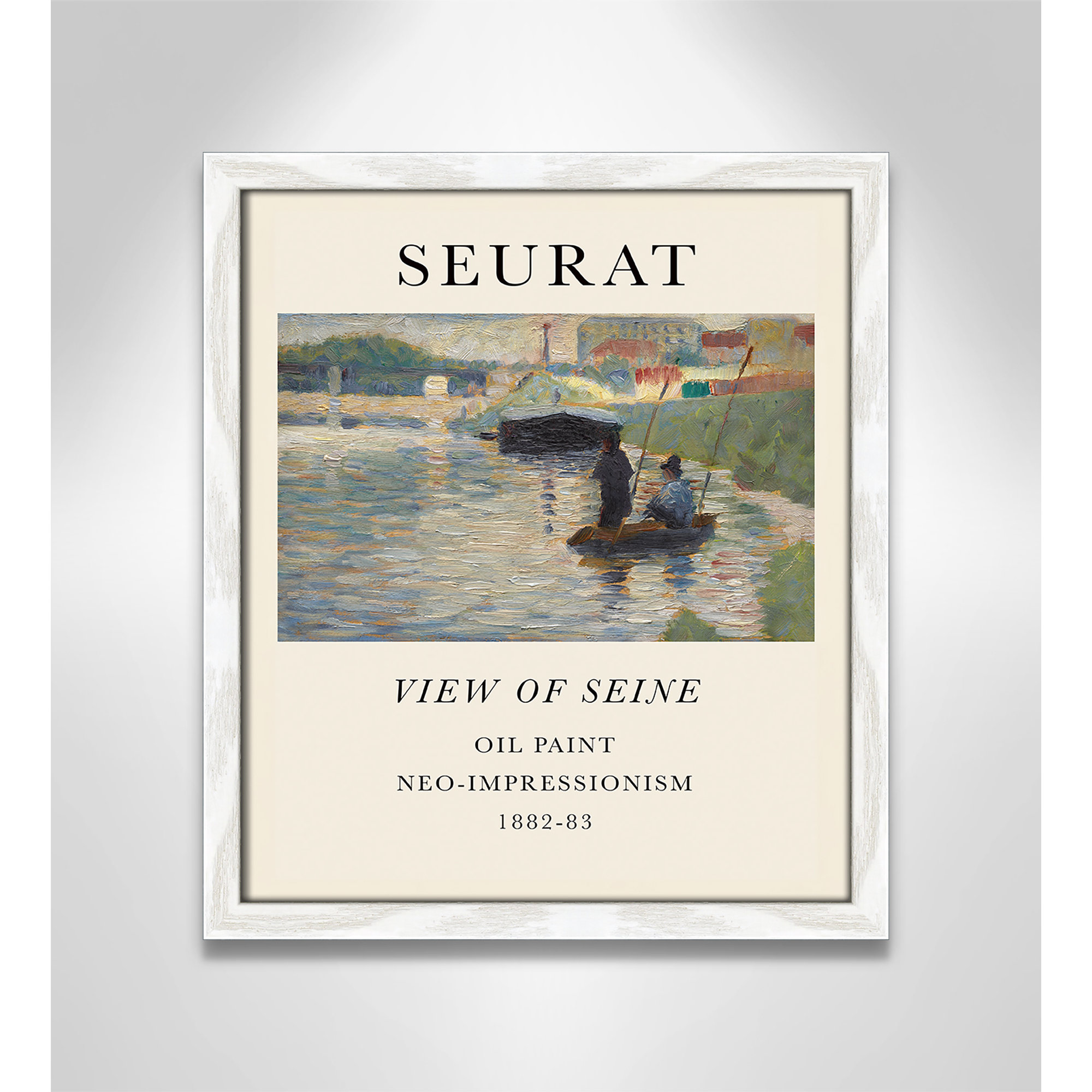 View Of Seine by Georges Seurat, 15" H x 13" W x 0.75" D, White Single Picture Frame, No