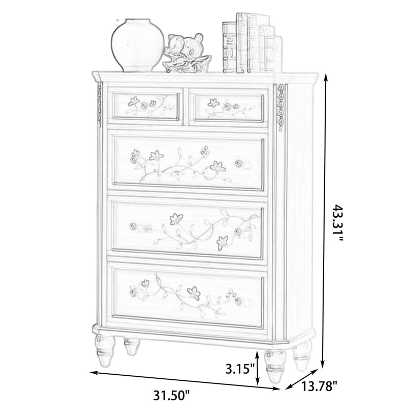 Blue Solid Wood Accent Cabinet