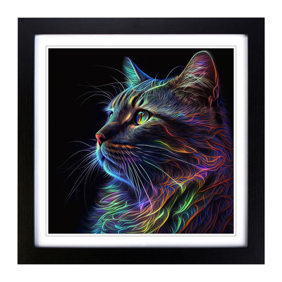 Cat Neon Art - Framed Print