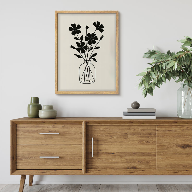 Reproduction florale encadrée pour décoration florale - 12 po x 16 po, Naturel, H 16 po x l 12 po