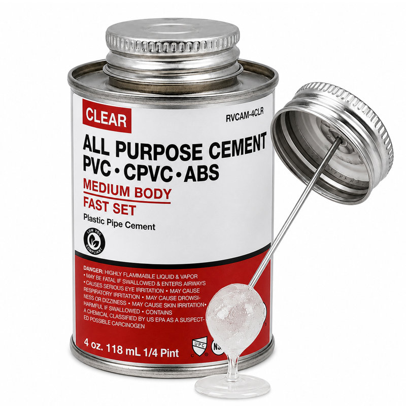 SUPPLYGIANT 8 oz tout usage, colle à base de ciment en PVC transparent, colle à prise rapide, corps moyen pour raccords en PVC, CPVC et ABS à faible teneur en COV