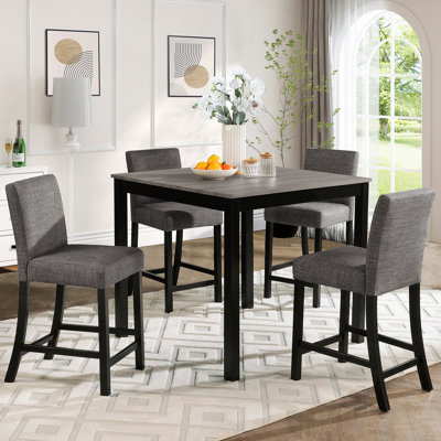 5-Piece Counter Height Table Set with 4 Chairs, Counter Height Table Set for 4 with Chairs, Wooden Counter Height  Table Set for Kitchen, Dining Room, by Red Barrel Studio