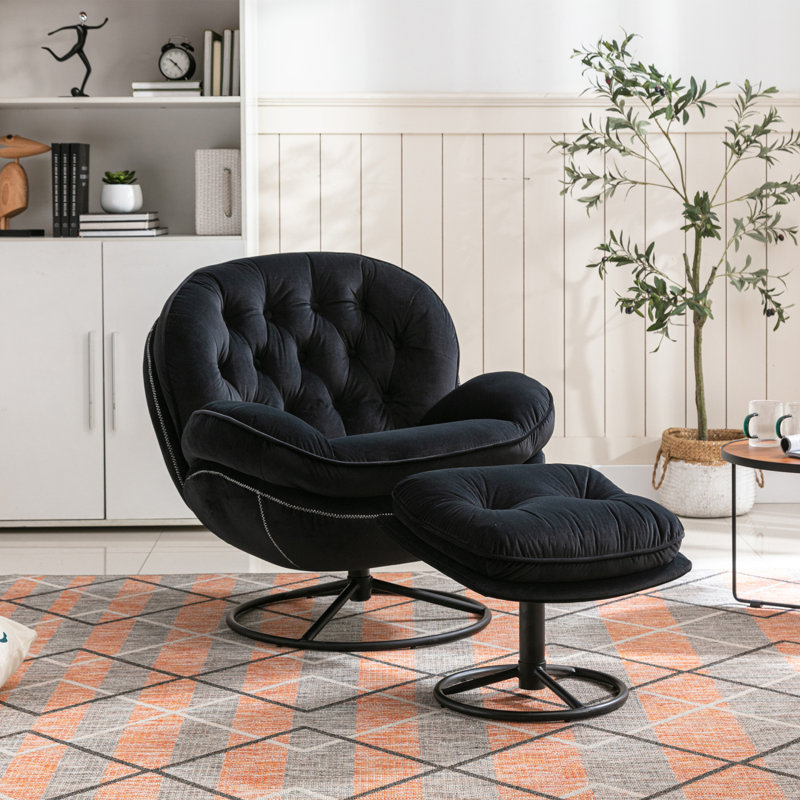 Chaise de salon avec repose-pieds Accent Chair, Noir