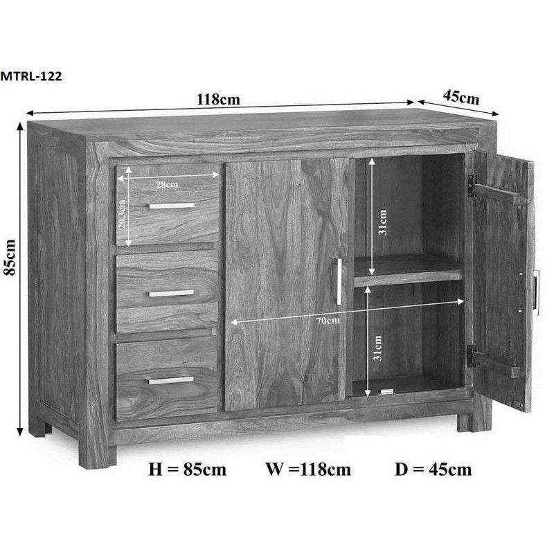 Metro Life 118cm Solid Wood Sideboard