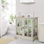 Armoire de rangement pour salle de bain avec DEL, armoires de salle de bain autoportantes avec tablette réglable à 2 portes