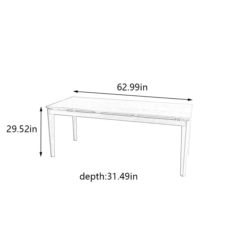 Terrin Cherry Solid Wood Dining Table, 29.52"H x 62.99"L x 31.49"W, Light Brown