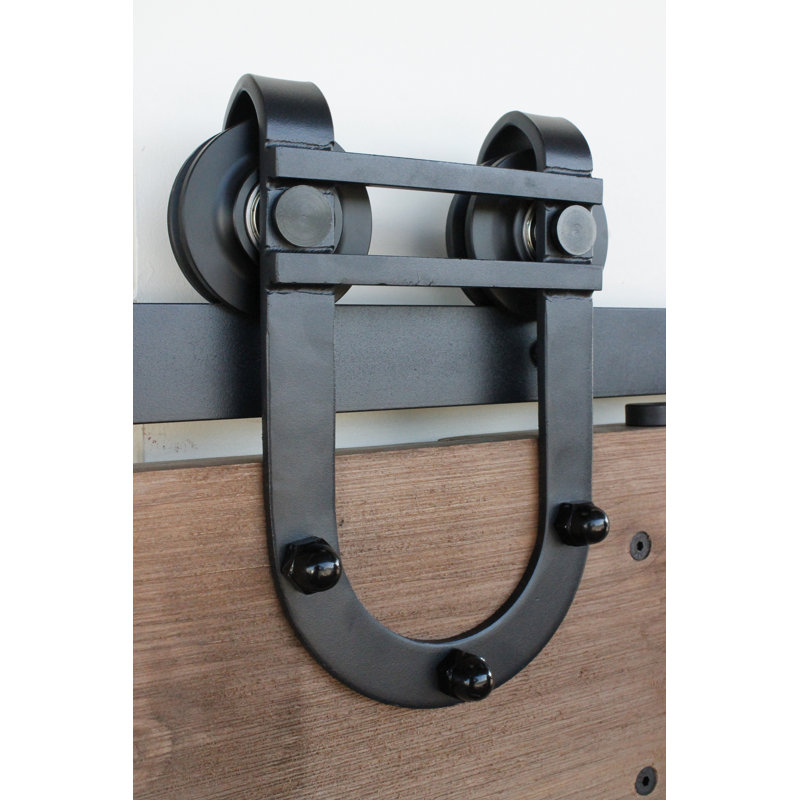Black Steel Barn Door Hardware Kit Standard Single, 100 in.