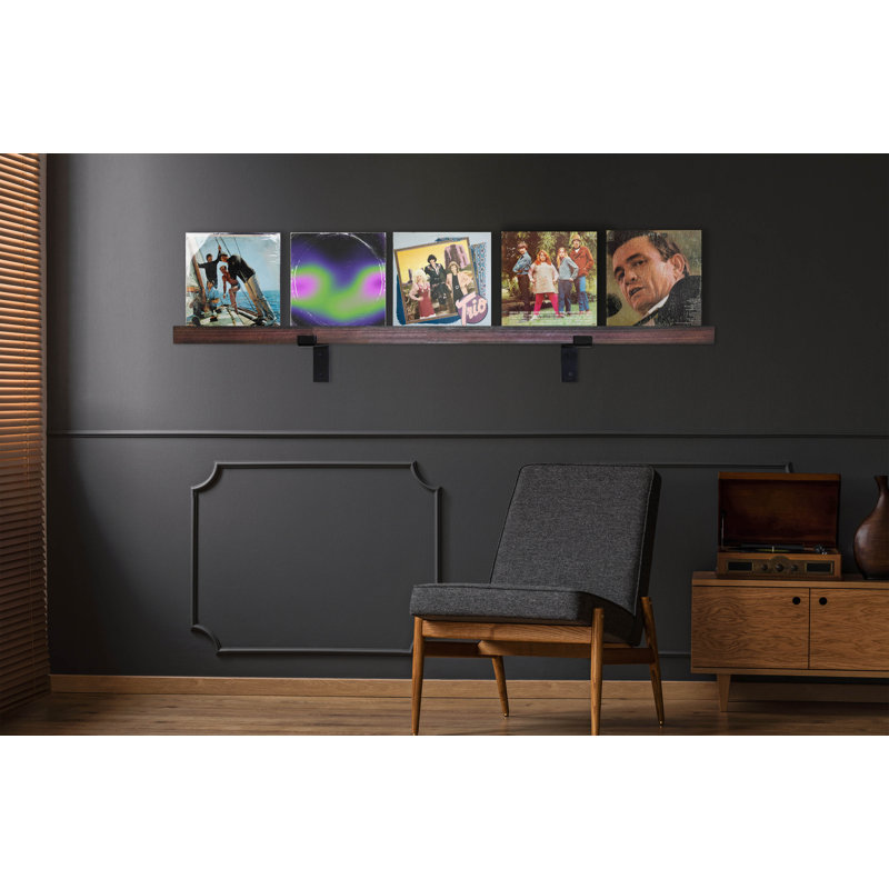 Rayne Record Display Shelves, Black Cherry, 34x3x2