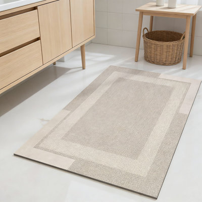 Non-Slip Bath Mat With Rubber Backing, Thin Quick-Dry Absorbent Bathroom Rug For Shower, Bathtub, And Sink Areas, Easy Care Washable Design