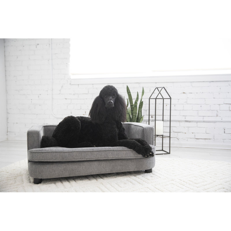Large Pewter Linen Chew Resistant Dog Sofa Bed