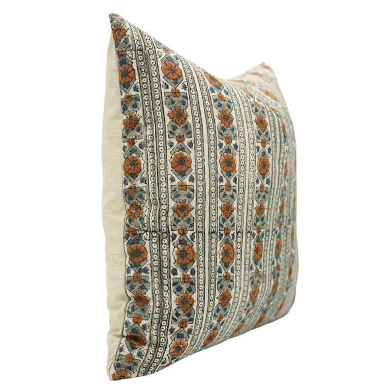 Housse de coussin à motif de blocs Fab Fabine, fleur de Rakhi, H 14 po x l 20 po