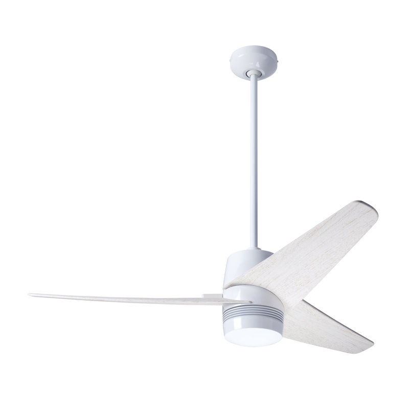 Velo Downrod Ceiling Fan, Wall Control, Gloss White, Whitewash