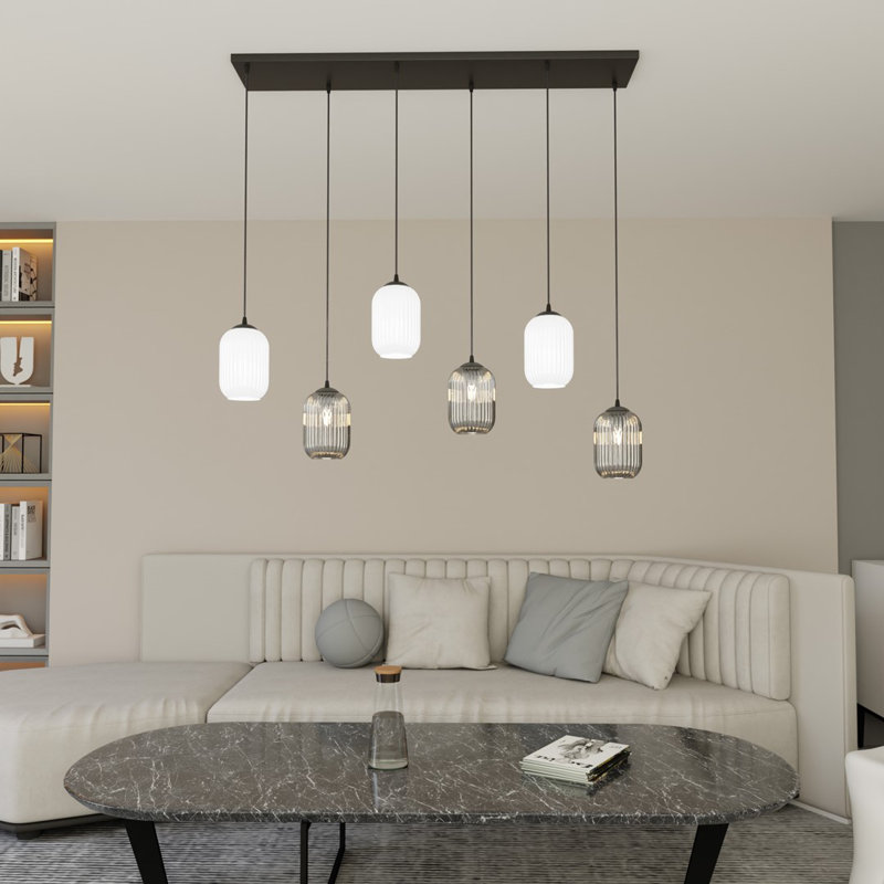 Atmanand 6 - Light Matte Black Pendant, Matte Black/Mix