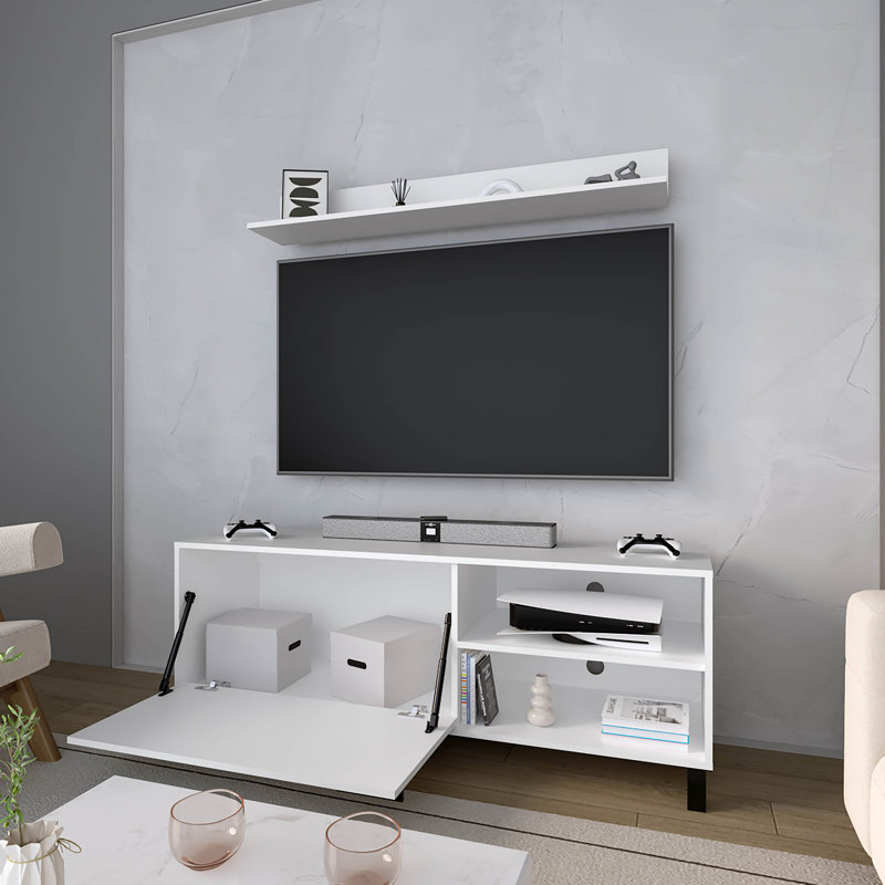 Meuble télé avec rangement ouvert en mélamine