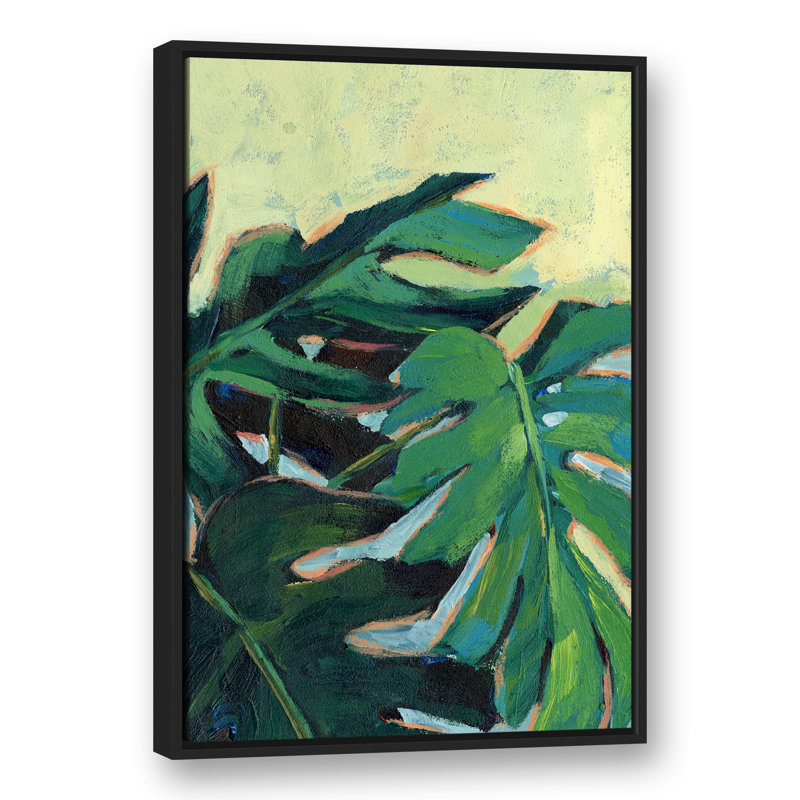 Grandes feuilles encadrées sur toile, H 37,75 po x l 25,75 po