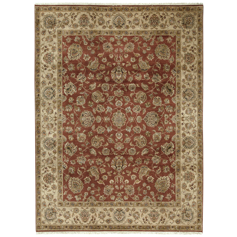 High-Quality Hand-Knotted Red And Camel Area Rug