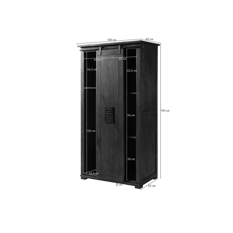 1 Door Wardrobe, Lacquered Grey