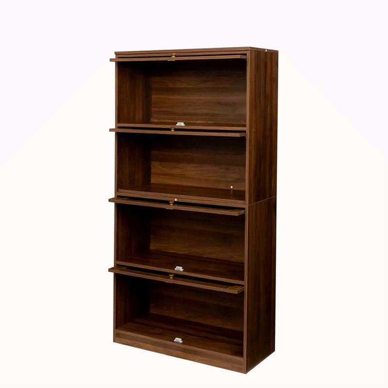 Bibliothèque contemporaine avec portes fermées en verre et armoire de rangement de bureau