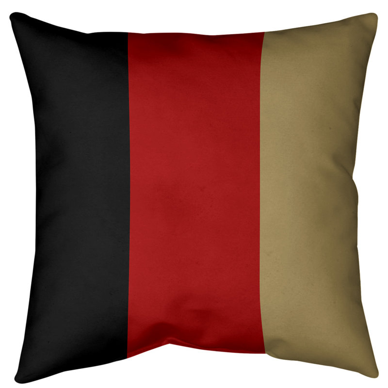 Coussin décoratif d'intérieur/d'extérieur, 20 po x 20 po, Côté noir / Milieu rouge