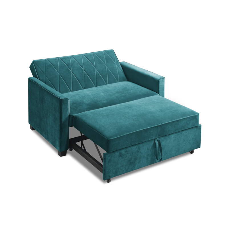 Matt 2 Seater Velvet Sofa Bed, Teal