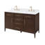 Meuble-lavabo double 55 po avec comptoir en granite blanc Calacatta