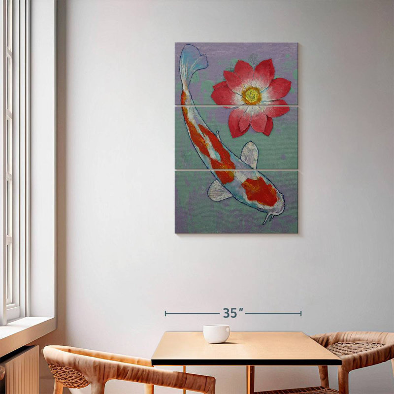 Brampt Koi And Lotus, 57" H x 36" W