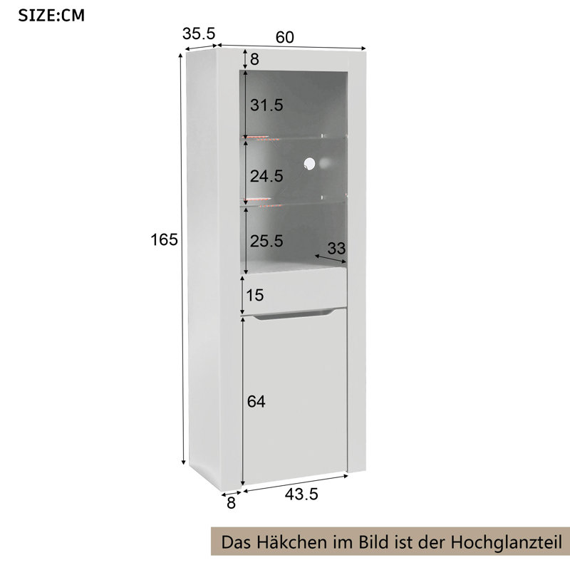 Burle Glass 60 cm W Display Cabinet