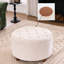 Repose-pieds de rangement rond de 28 po avec plateau, table basse capitonnée à rangement circulaire, grand tabouret rembourré avec plateau amovible pour le salon-129176158