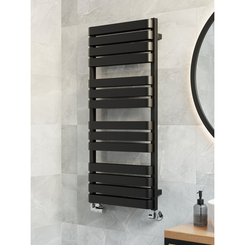Warp T Bold Heated Towel Rail, 111cm H  x 50cm W x 11.2cm D, Black