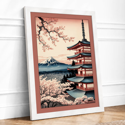 Pagoda at Dawn Japandi - Framed Print