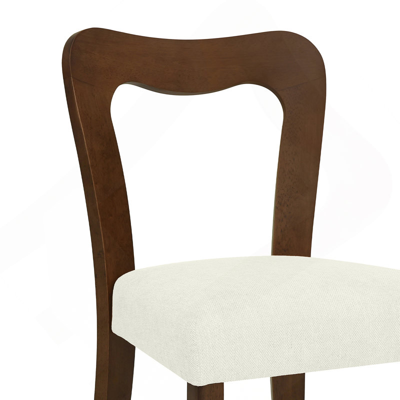 Ensemble de 2 chaises de salle à manger sans accoudoirs (noyer + beige), Beige, Noyer