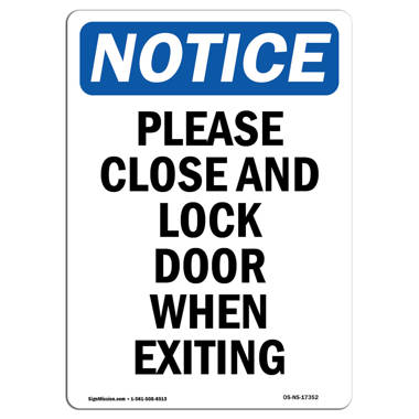 Notice Sign - Please Lock This Door After ____ Pm Thank You - ANSI