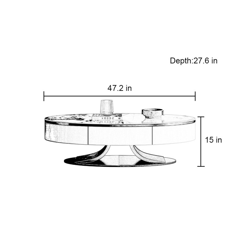 Table ovale italienne de luxe, Multicolore - blanc, 15" H x 47.2" L x 27.6" W