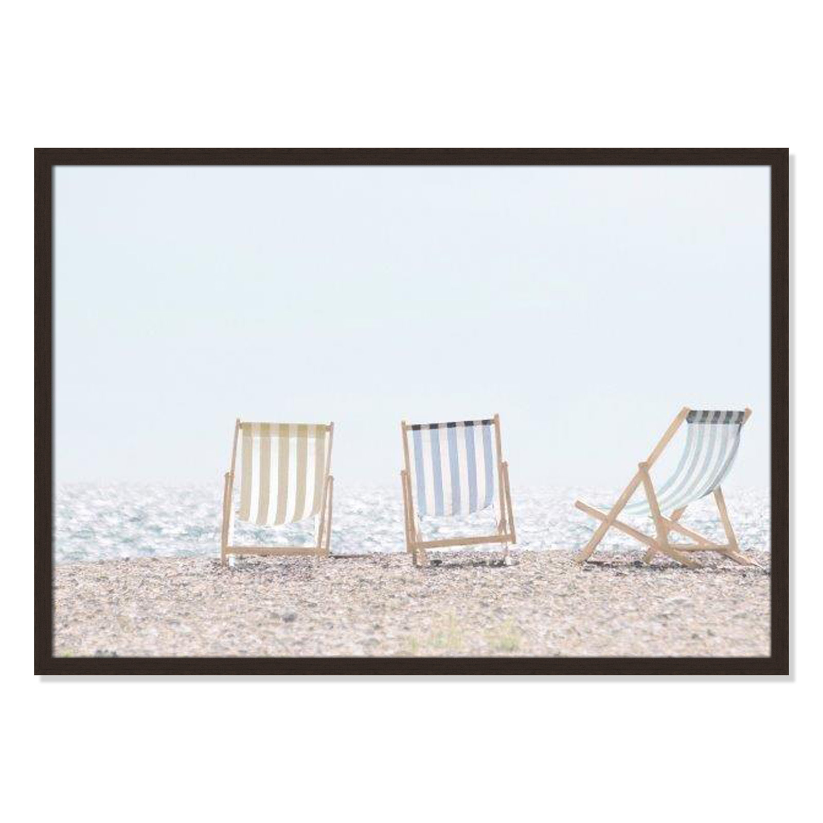 Adriatica "Beach Chairs" Print by Leah Straatsma, 25.5" H x 35.5" W x 1.25" D, Open Grain Walnut