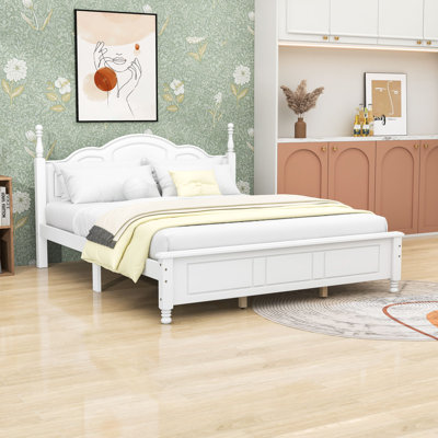 Wooden Platform Bed Frame with Headboard