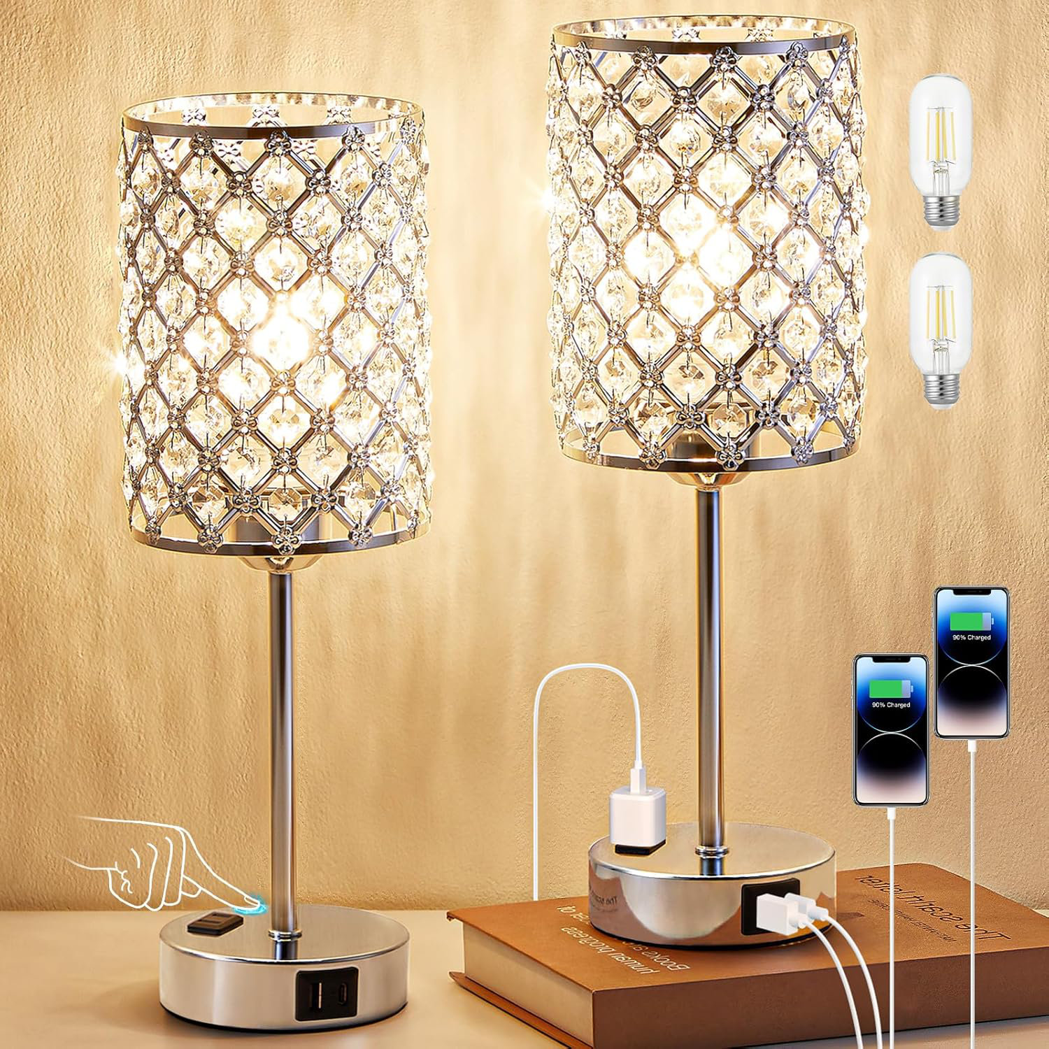 House of Hampton® Table Lamps for Bedroom Set of 2 | Wayfair