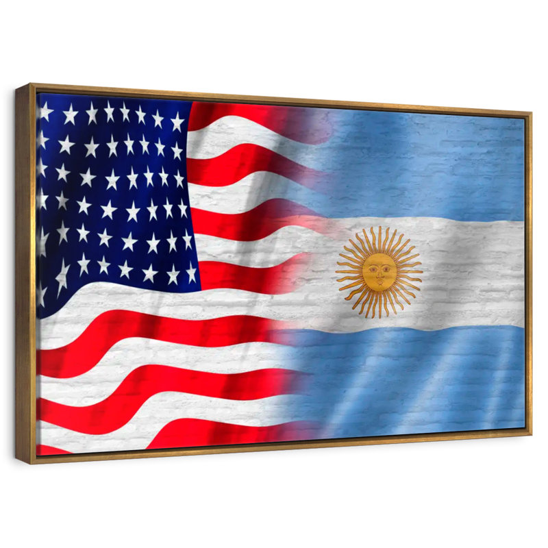 États-Unis et l'Argentine Molesley, 46 po x 31 po, Cadre flottant doré