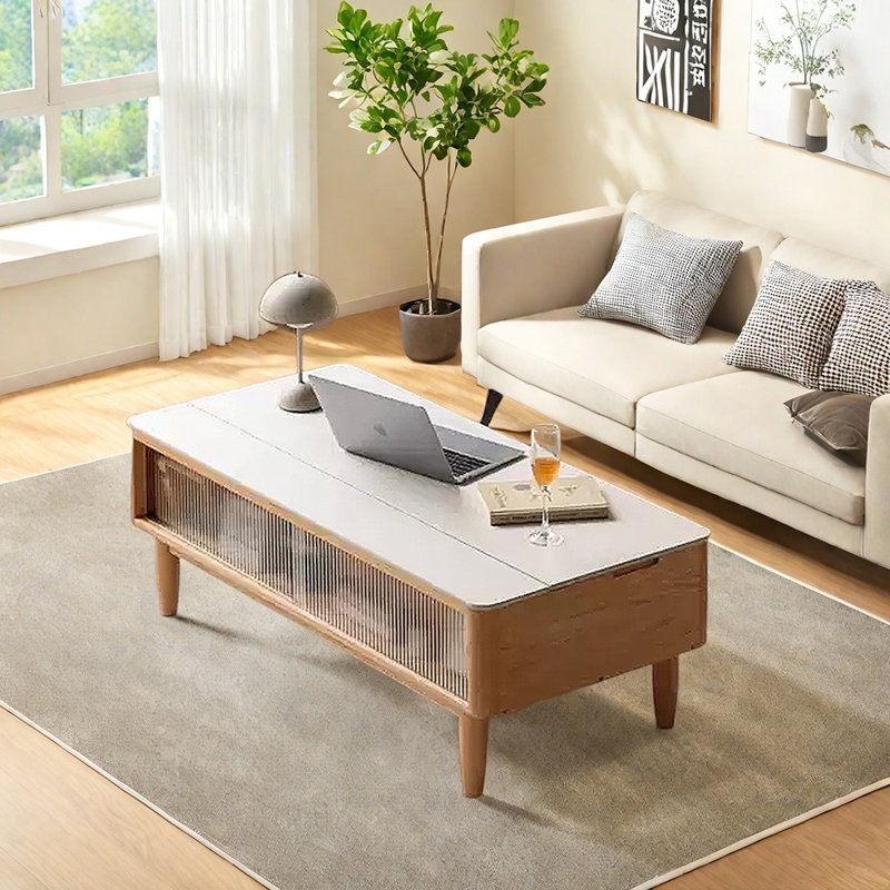 Adjustable height slate coffee table