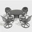 Ensemble de salle à manger 5 pièces en aluminium coulé résistant aux intempéries, comprenant 4 chaises pivotantes et une table ronde de 39,37 po avec structure noire -925670460