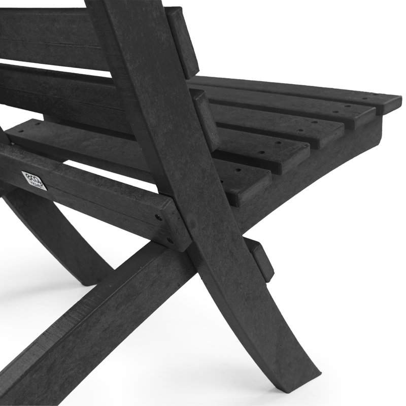 Chaise de patio pliante en PEHD entièrement assemblé Grandcourt, Noir